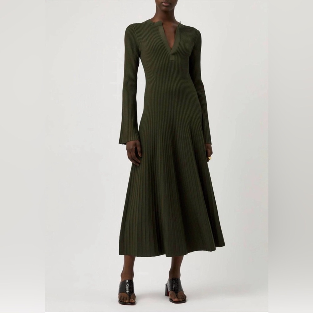 Simkhai Women's Genna Knit Midi Dress XS NWT Color Moss